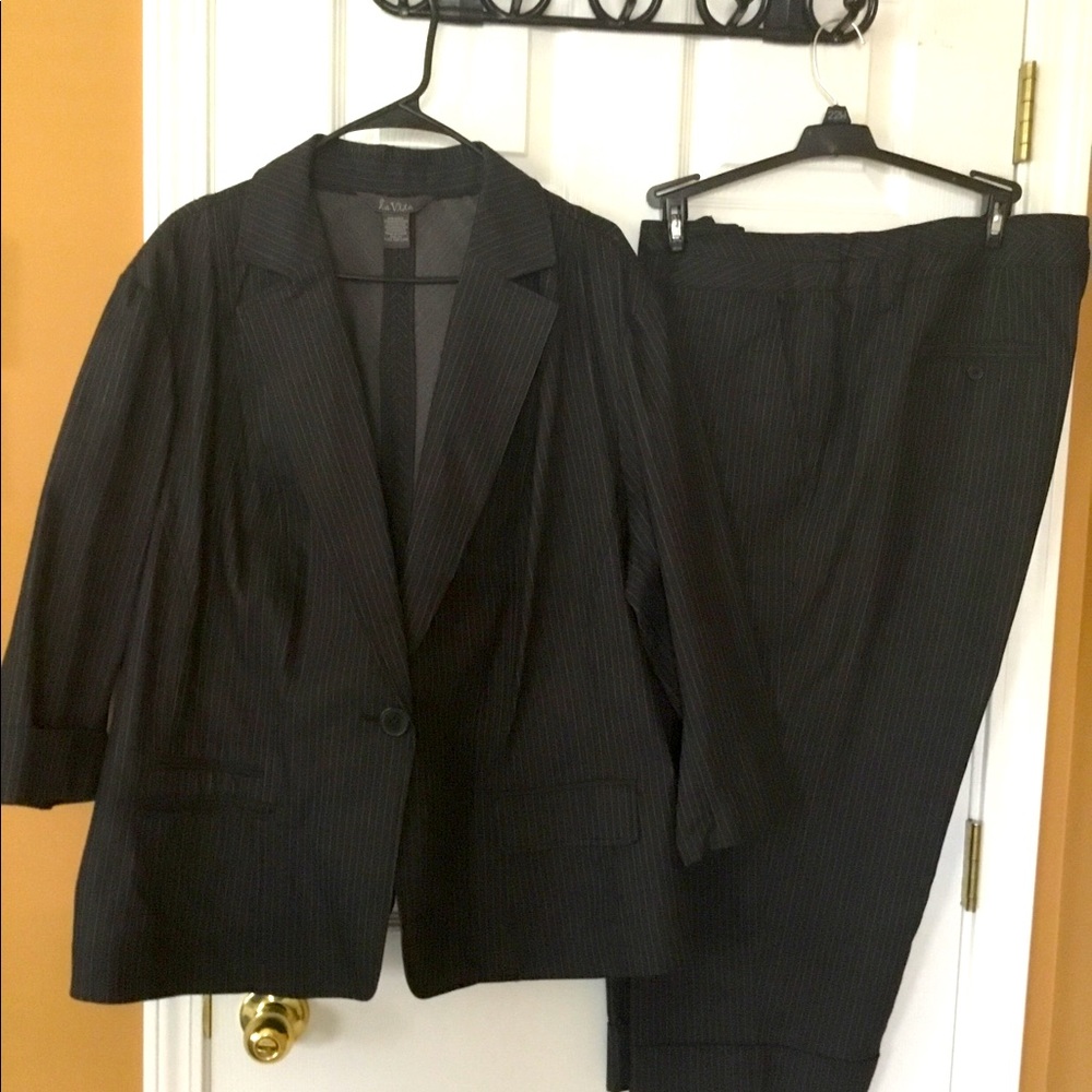 Black Denim Pin Striped Suit
